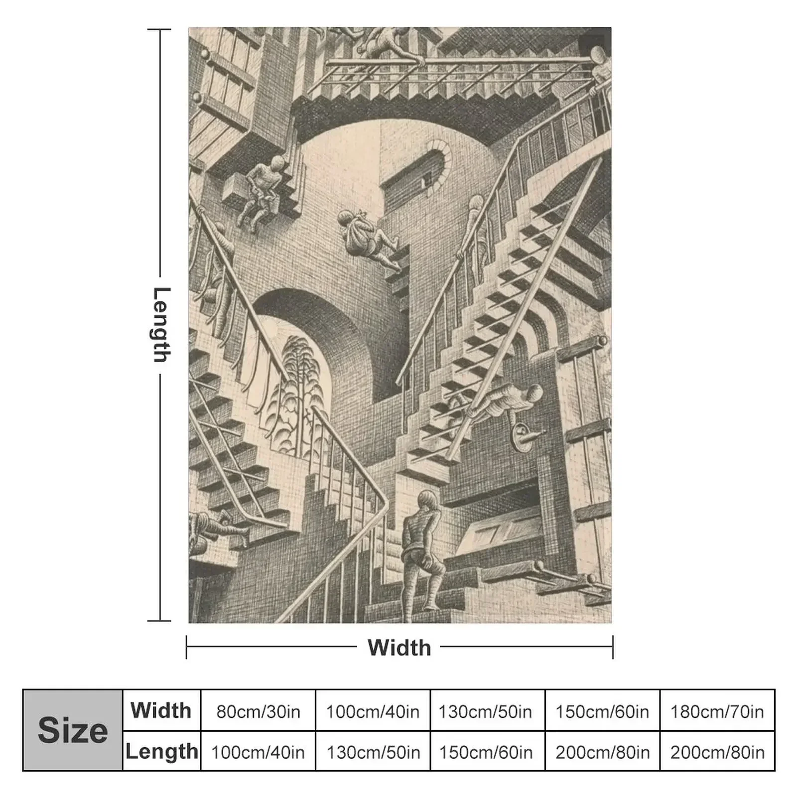 Escher - Relativity Throw Blanket couch cozy soft plush fuzzy picnic outdoor blanket