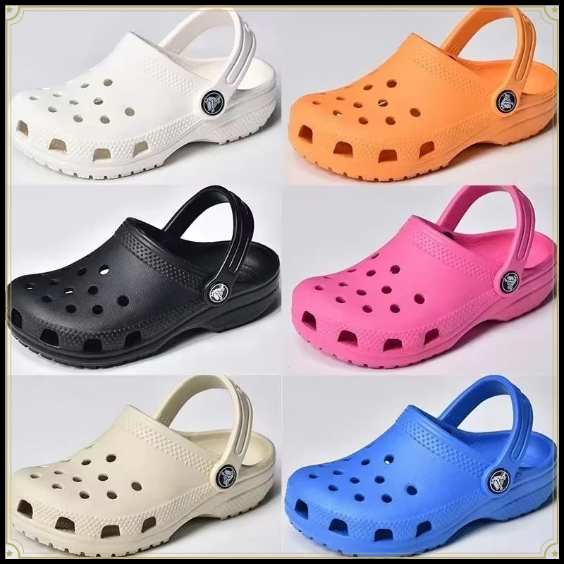 Crocs Classic Clog Unisex Clogs Men Women Hole Shoes Slippers Non-Slip Beach Home Hole Shoes Cave Shoes 2cm Heel 10001-100