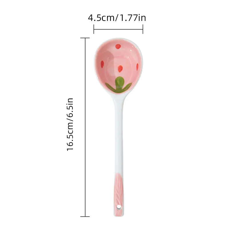 Kawaii Strawberry Ceramic Dessert Spoon