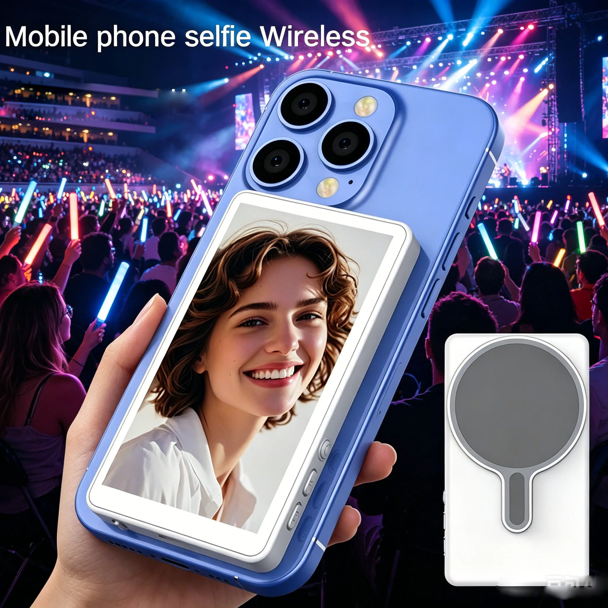 

Wireless Vlog Mobile magnetic selfie screen using phone rear camera for Selfie Vlog or Live Stream Compatible.