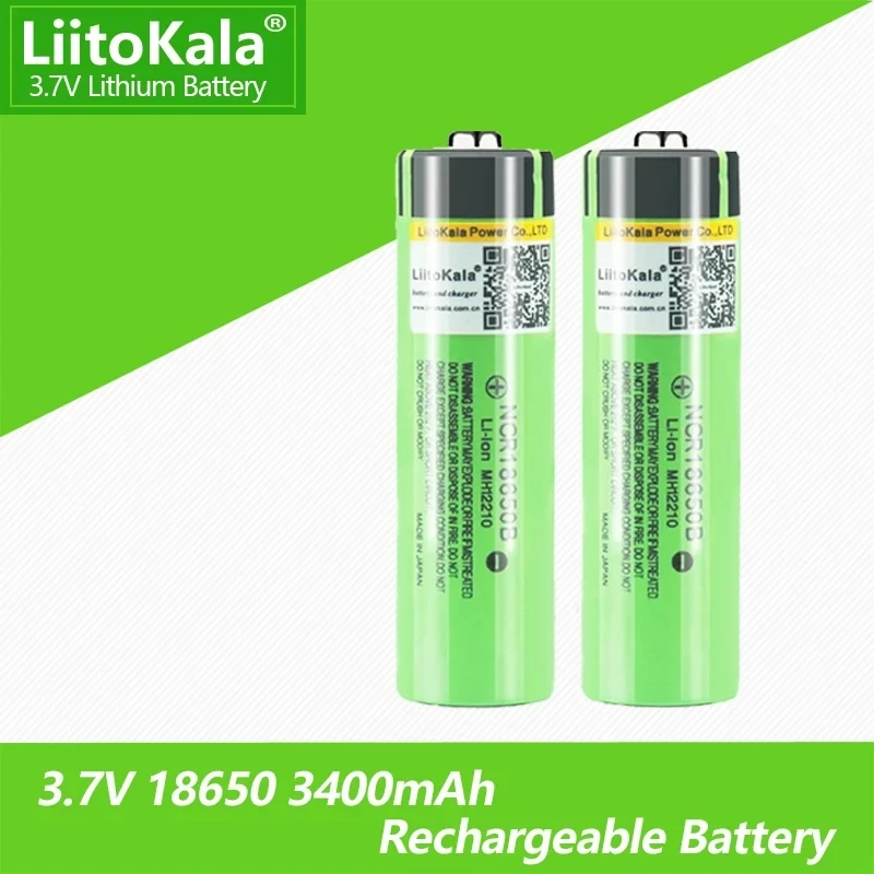 NEW Liitokala 18650 Battery 3400mAh 3.7V Li-ion NCR18650B Battery 18650 Rechargeable for Flashlight  (NO PCB)