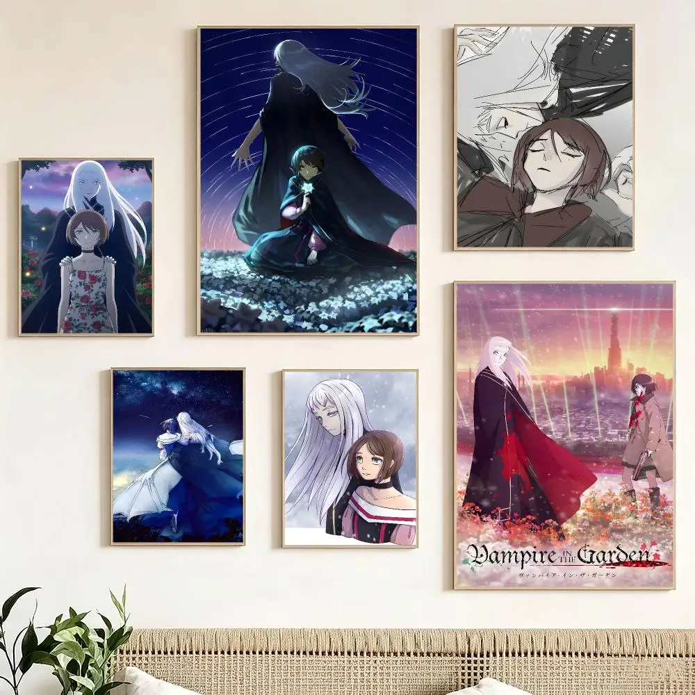 Japanese Anime V-Vampire in the Garden Poster impermeable para el hogar sala de estar dormitorio bar decoracion estetica