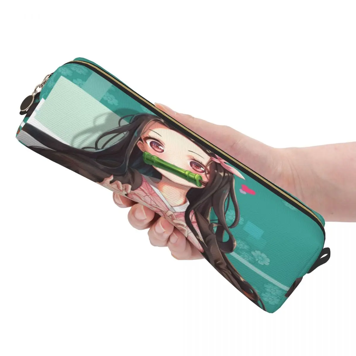 Nezuko Kamado مقلمة شيطان القاتل أنيمي مانغا القلم أكياس طالب سعة كبيرة الطلاب مدرسة التجميل قلم رصاص الحقيبة