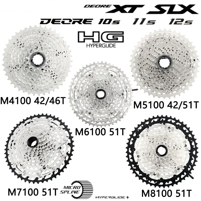 Deore CS M4100/M5100/M6100/M7100/M8100 Cassette 10/11/12 Speed K7 HG 42/ 46/51T Mountain Bike Sprocket 10/11/12V MTB Flywheel