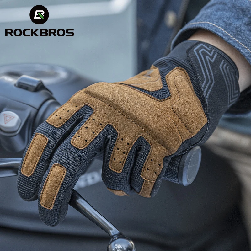 ROCKBROS Cycling Gloves Men Women Screen Touch Motorcycle Gloves Spring Autumn Shockproof Gloves MTB Full Finger Bike Gloves