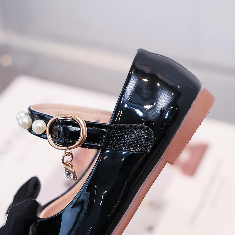 Mädchen Mary Jane Ballerinas, Kleinkind Mädchen Schleifenkleid Schuhe mit Strass-Perlenriemen, Weiche Sohle Prinzessin Party Hochzeitsschuhe für Kleine Kinder – Detail 7