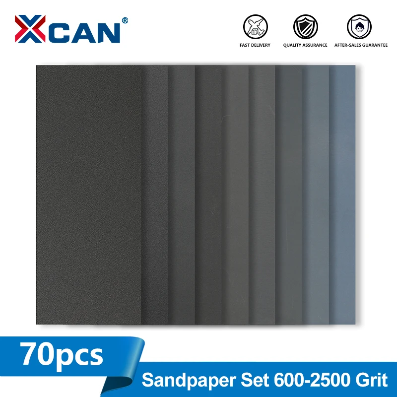 

XCAN 70 шт. наждачная бумага 600/800/1000/1200/1500/2000/2500 зернистость влажная/сухая для дерева, автомобильной мебели, полировки, шлифования