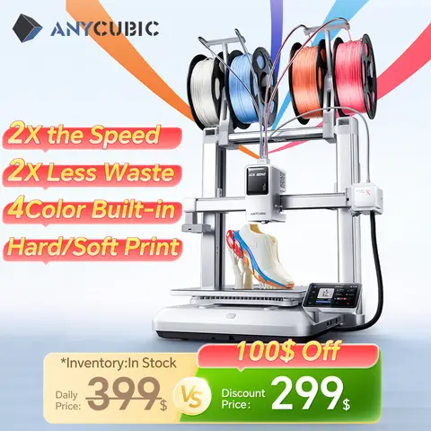 ANYCUBIC Kobra X 3D Printer 600mm/s Max Print Speed 2x Time&Materail Saving Built In 4Color Printing Automatic leveling Printer