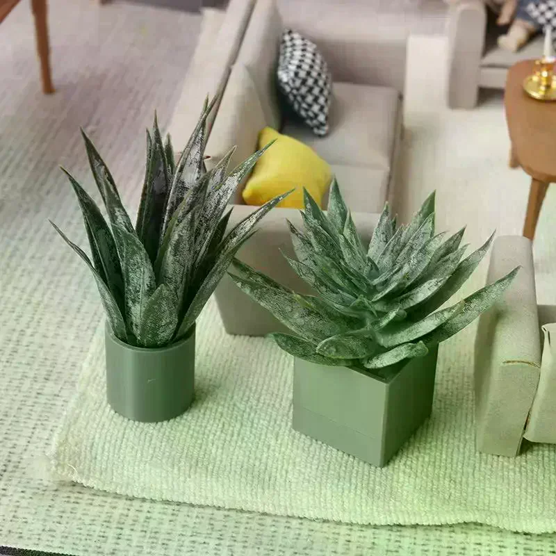 Aloe Vera Pot - نبات الصبار المصغر لتزيين بيت الدمى،