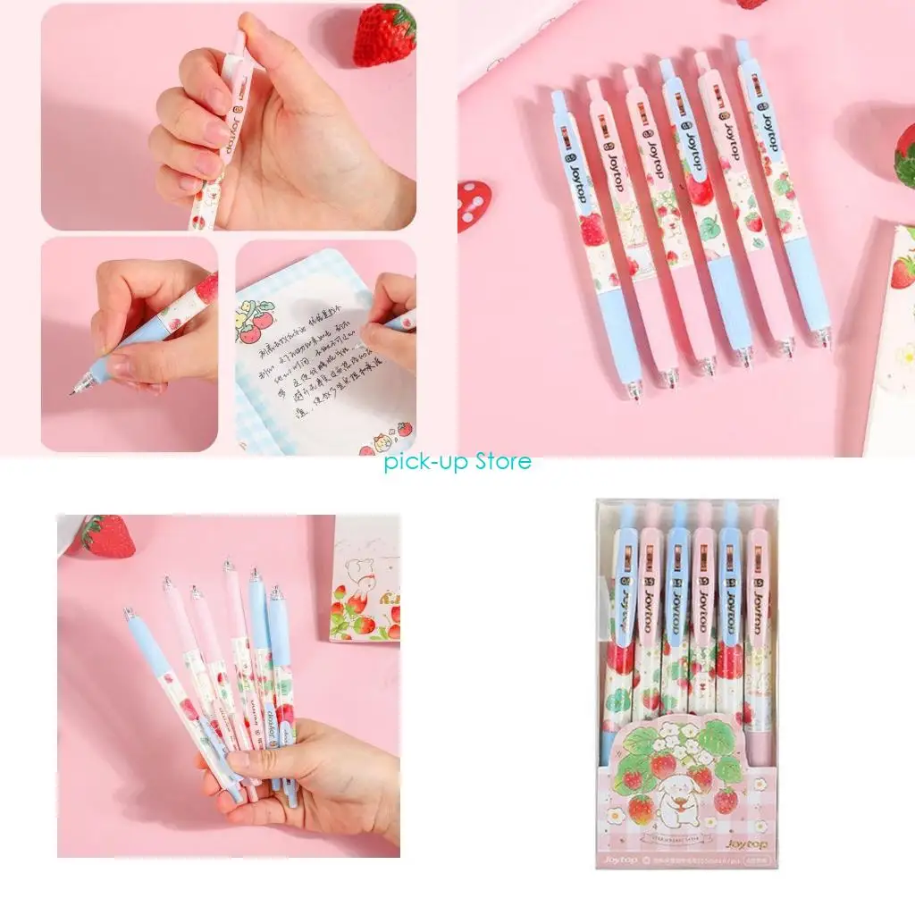 

Q5WA 6pcs/Pack Retractable Gel Pens Black Gel Pen Pen Set for Student Children School