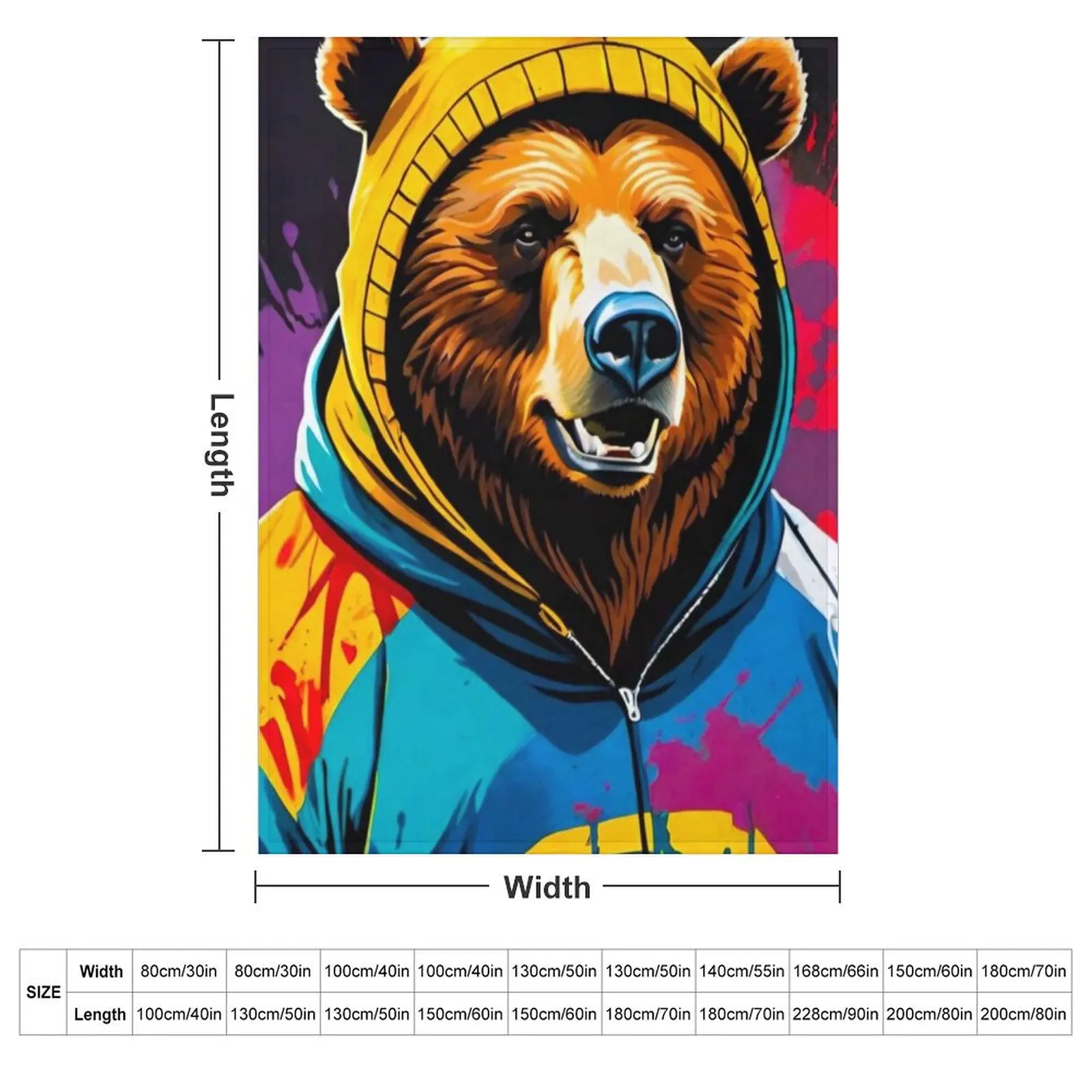 Grizzly Hooligan: Fierce and Untamed Throw Blanket couch cozy soft plush fuzzy picnic outdoor blanket