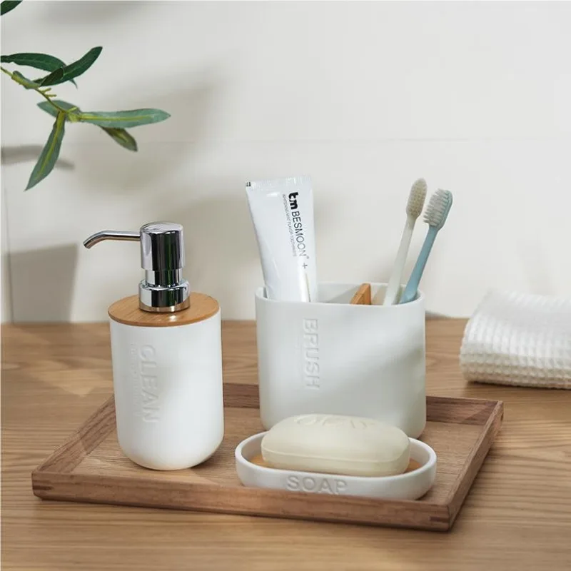 1PC Household Simple White Bamboo Wood Gargle Cup Bathroom Soap Box Hotel Home Washing Household Items Bathroom Accessories