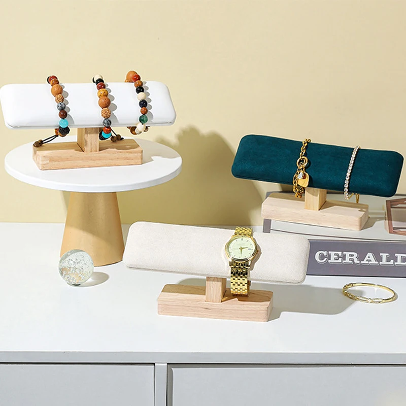 1Pc Holz Uhren Display Ständer Basis Uhr Halskette Armband Organizer Rack Armreif Scrunchie Stirnband Schaufenster Steht