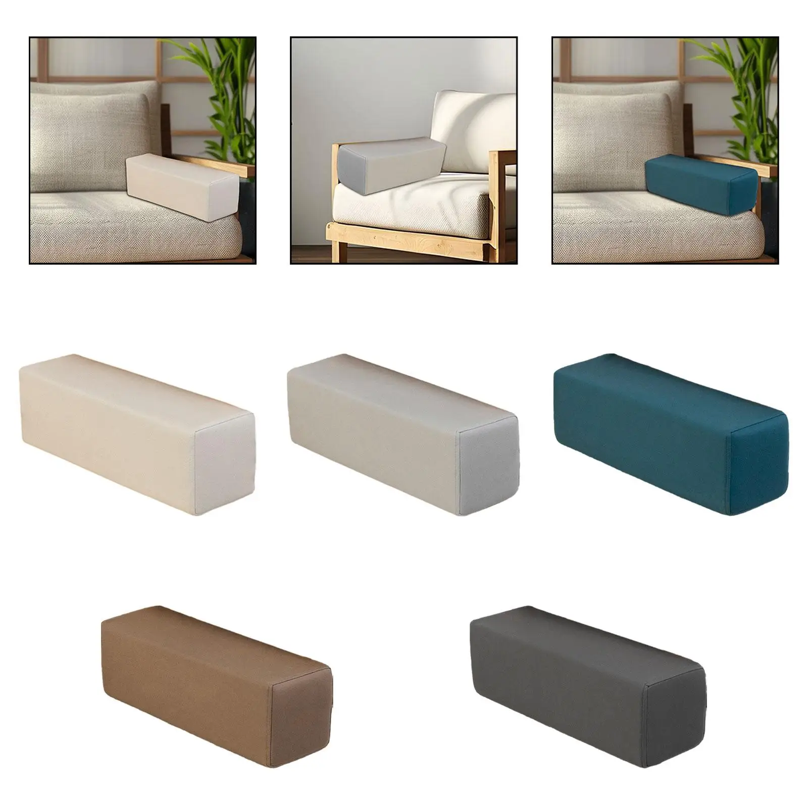 Couch Arm Rest Pillow Premium Zipper Design Rectangular Removable Pillowcase Armrest for Bedroom Living Room Sofa Bed Home