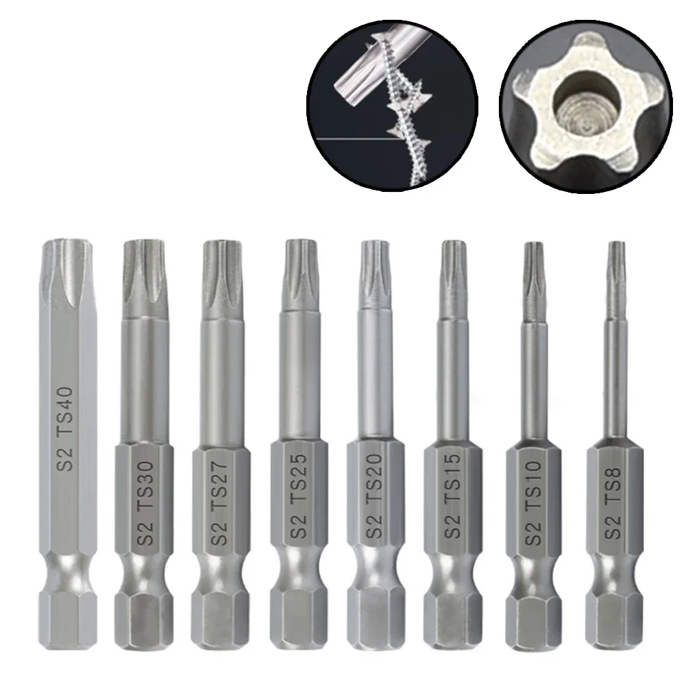 

8PCS 50mm Long Screwdriver With Five-star Hole And Screwdriver Head T8/T10/T15/T20/T25/T27/T30/T40 Screwdriver Bit Set Hand Tool