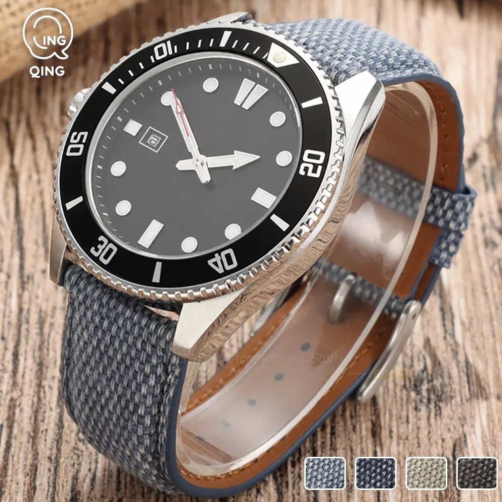 for Huawei for Samsung Galaxy 20/22mm High Quality Nylon Leather Watchbands Premium Sailcloth Canvas Watch Strap Sport Bracelets