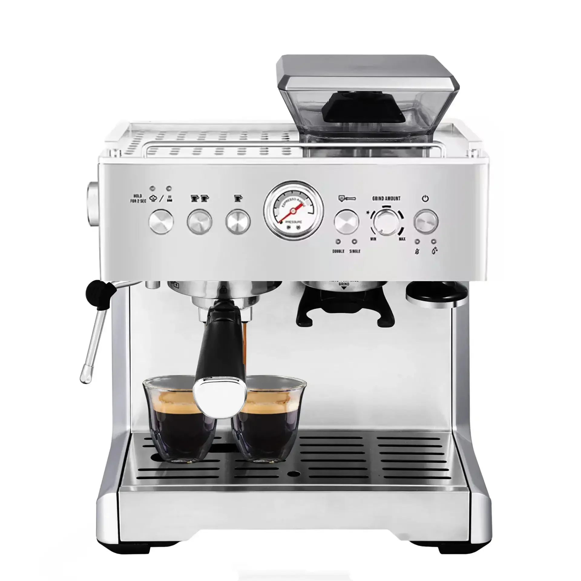 

20bar Bean Grinding Coffee Machine 2 In 1 All-in-One Professional Aluminum Housing Coffee Espresso Machine With High Pressure