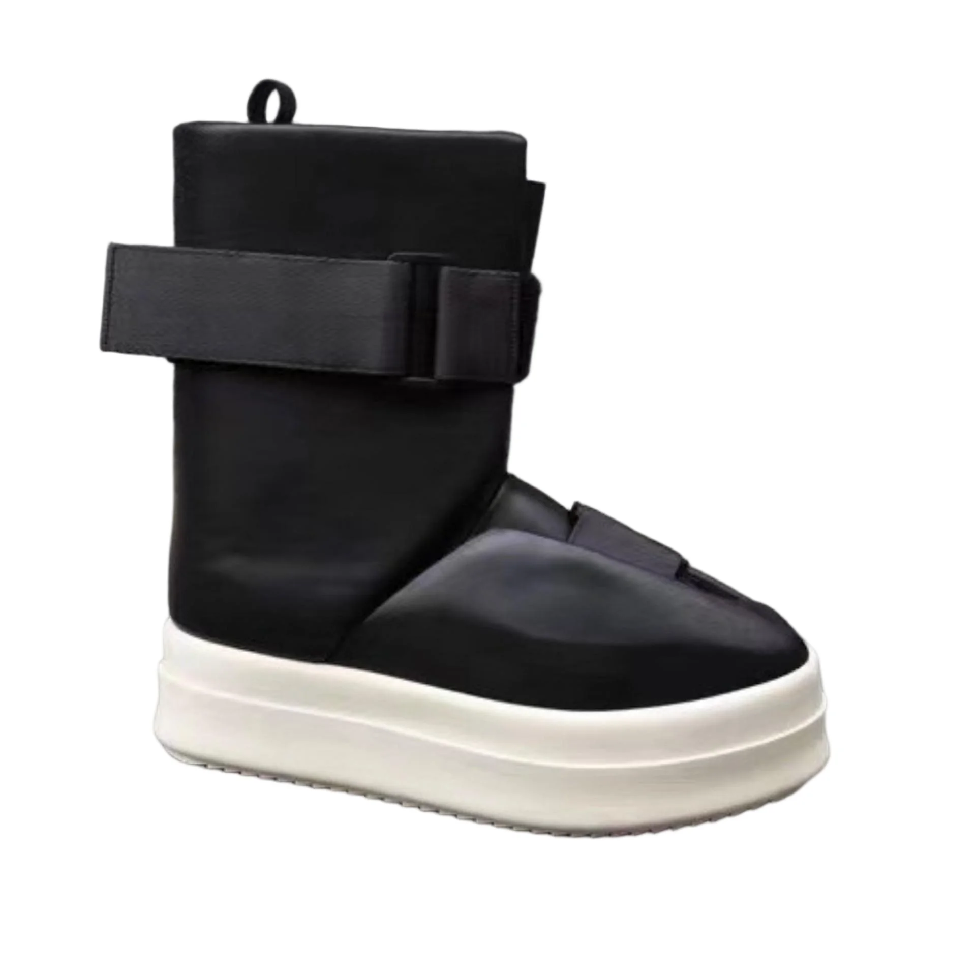 Men's High Top Shoe Black Leather Sneakers Snow Chelsea Boots Luxury Vintage Trendy Designer Height Platform Casual Wear Shoes