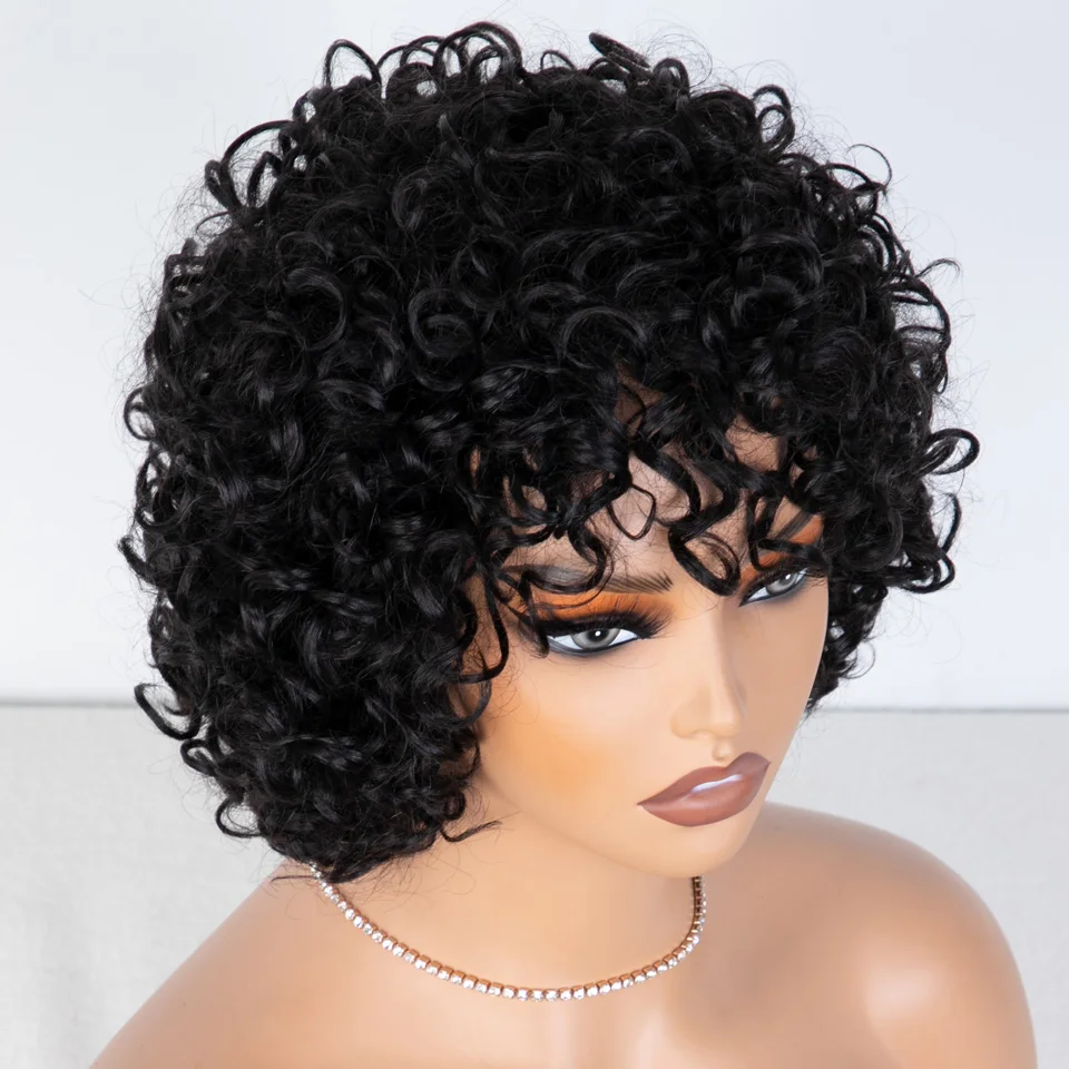 200D Short Human Hair Wigs 100% Remy Brazilian Curly Human Hair Wig 10 Inch Water Wave Wig Natural Remy Wigs For Black Women