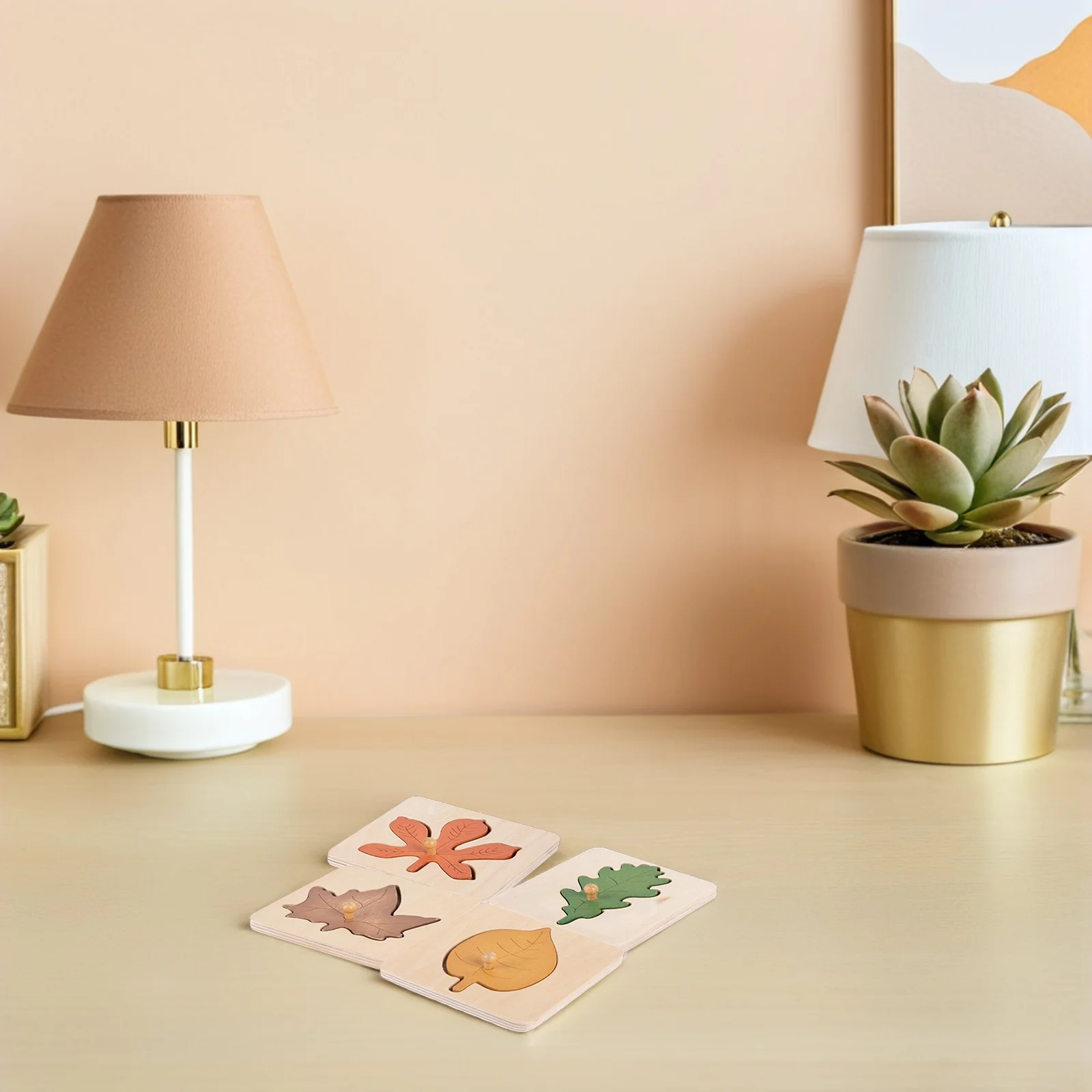 

4 шт., деревянные развивающие детские обучающие головоломки с листьями для малышей, распознавание форм, развитие мозга, дошкольное просветление