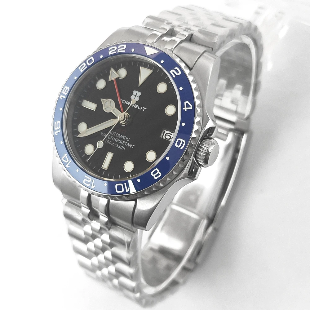 Relógio de movimento luminoso verde automático masculino, Sapphire Crystal, mostrador estéril, Japão NH34, 36mm