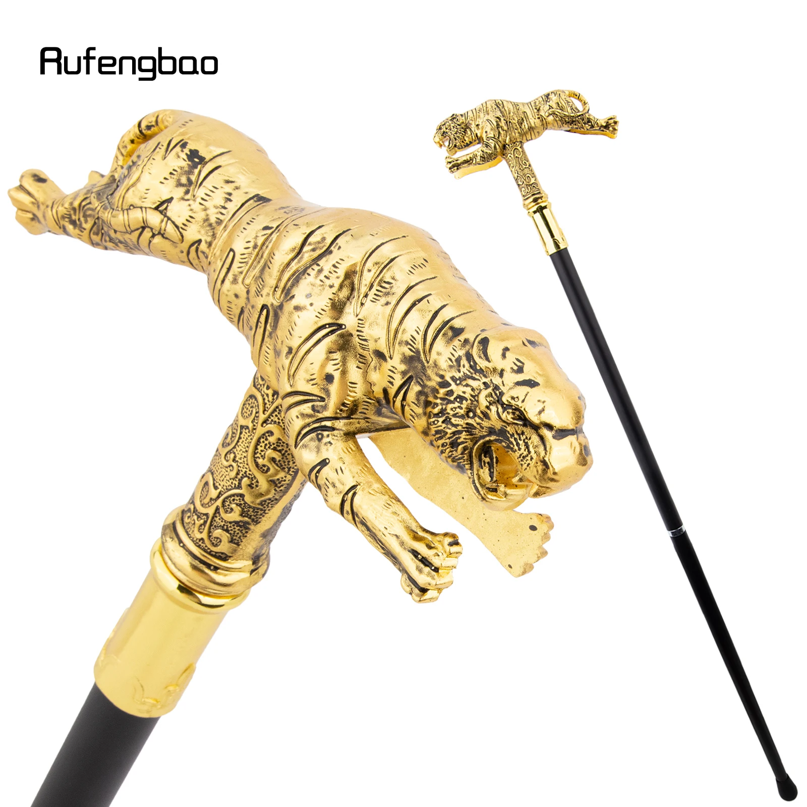 Bastón decorativo de tigre dorado a la moda, bastón para caminar Cospaly, varita de mazza de Halloween, bastón para actuación en escenario, 90cm