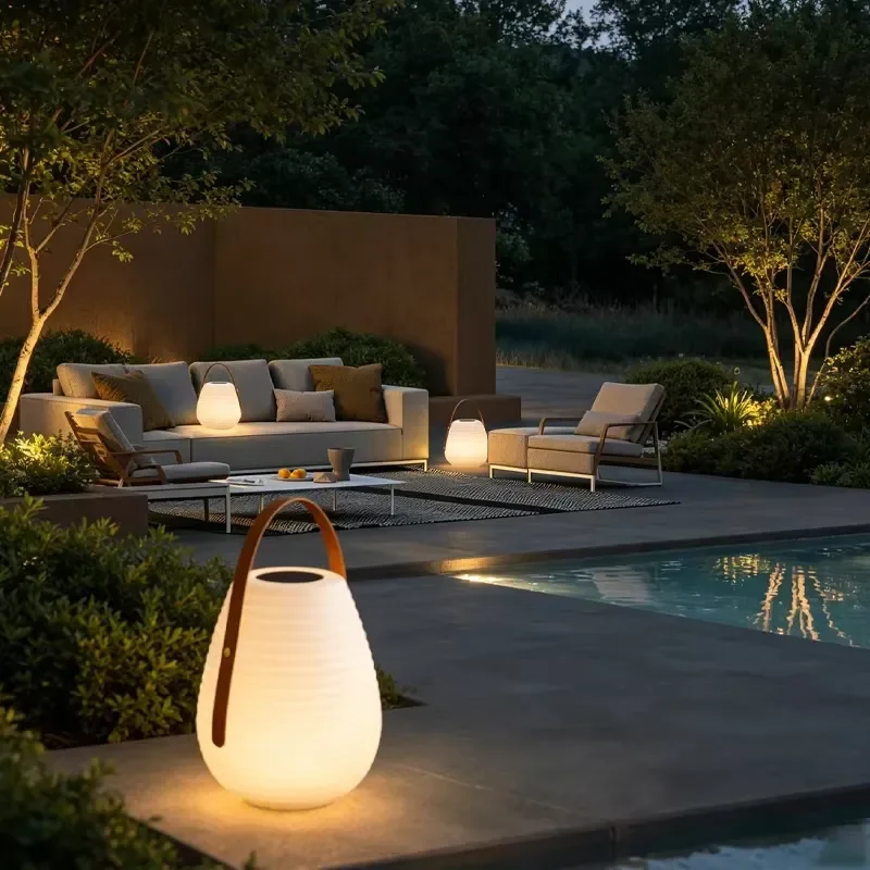 Portable Outdoor Waterproof Lantern PE Material Household Camping Light Park Landscape Decorative Lawn Lamp Garden Yard