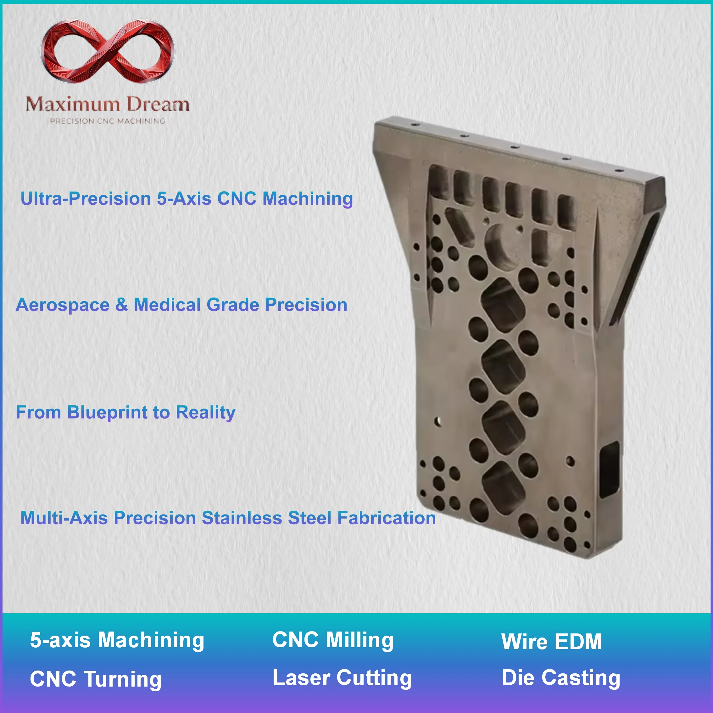 Custom CNC Milling Turning Service, 5-Axis Machining Stainless Steel High Precision Electronics Hardware Component, 1pc
