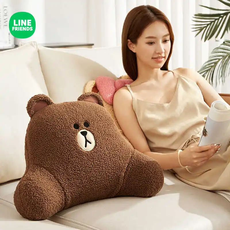 Cute Choco Brown Bedroom Sofa Pillow Backrest Anime Kawaii Car Seat Cushion Office Chair Waist Cushion Line Friends Holiday Gift