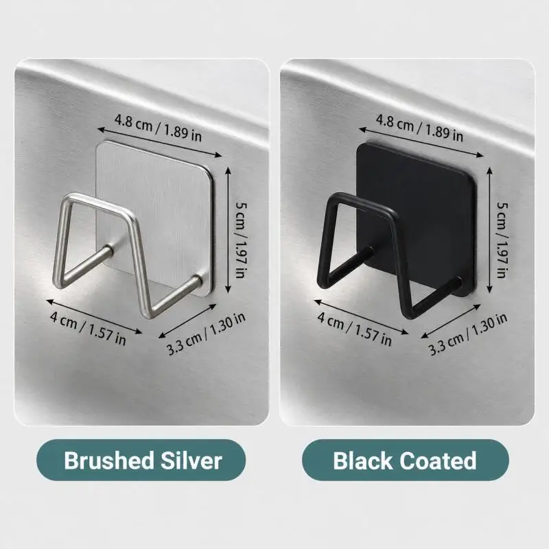 Self-Adhesive Stainless Steel Sponge Holder, No-Drill Sink Caddy for Scrubber, Cloth, Lid, Kitchen & Bathroom view 4