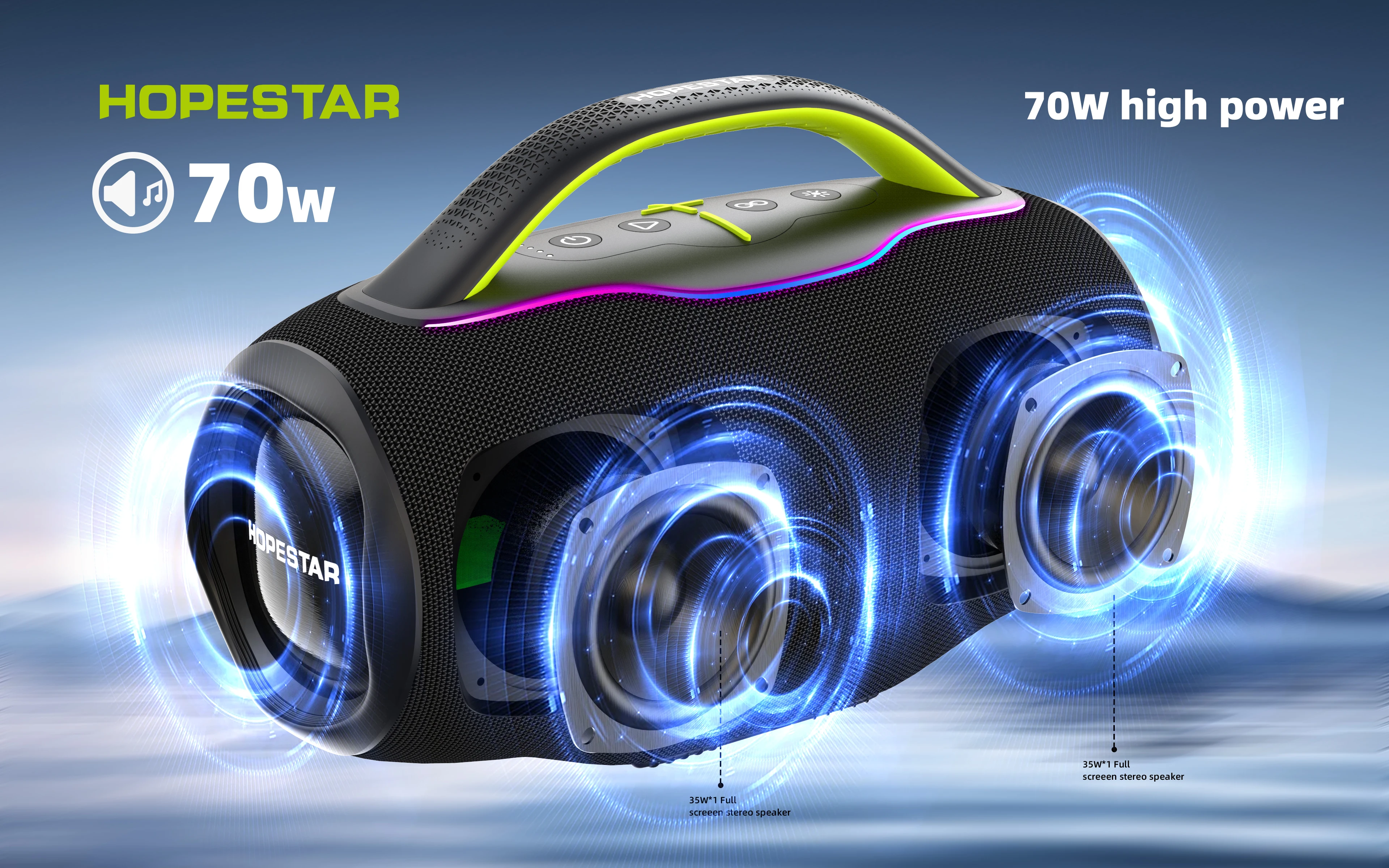 Hopestar H87 Portable Outdoor Soundbar Altavo Wireless Heavy Bass MP3 Loudspeaker Outdoor Waterproof Speakers - Image 3