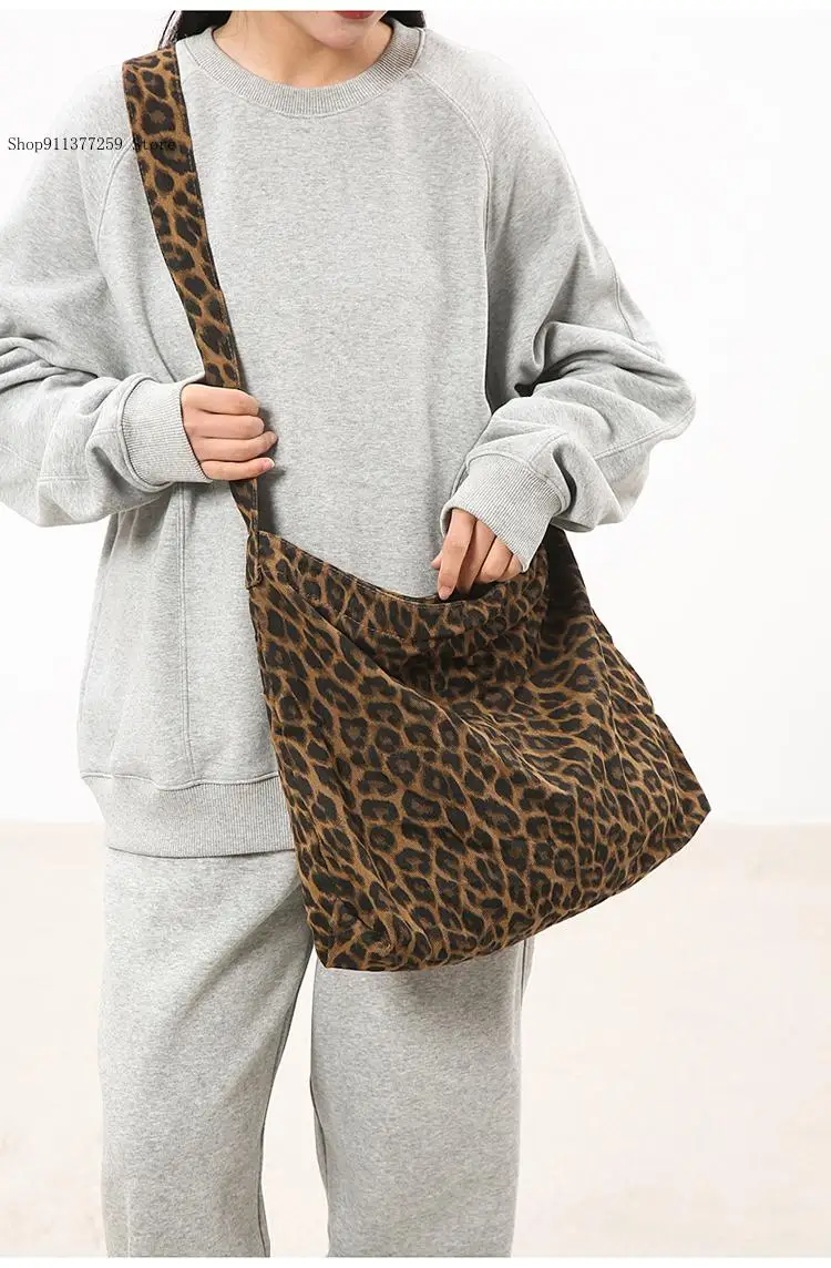 Unisex Cotton Packages Korea Style Casual Totes Camouflage Canvas Shoulder Women Large Capacity Leopard Crossbody Bags