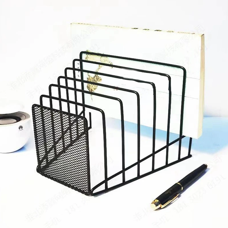 2 Pack Multi Step File Organizer Incline Desktop File Sorter Metal Wire Mesh Step File Letter Sorter, 7 Sections