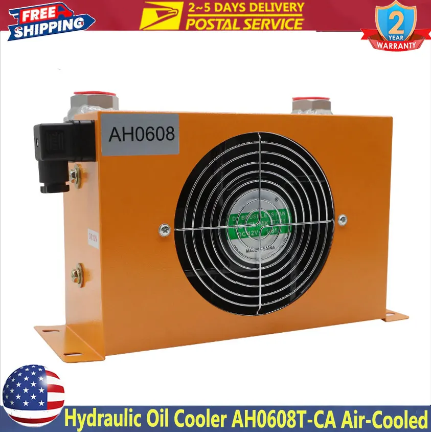 

60L/min Hydraulic Oil Cooler AH0608T-CA Air Cooled Oil Radiator DC 12V For AGT MiniExcavator Digger Q12 H12 QH12 H15 38W
