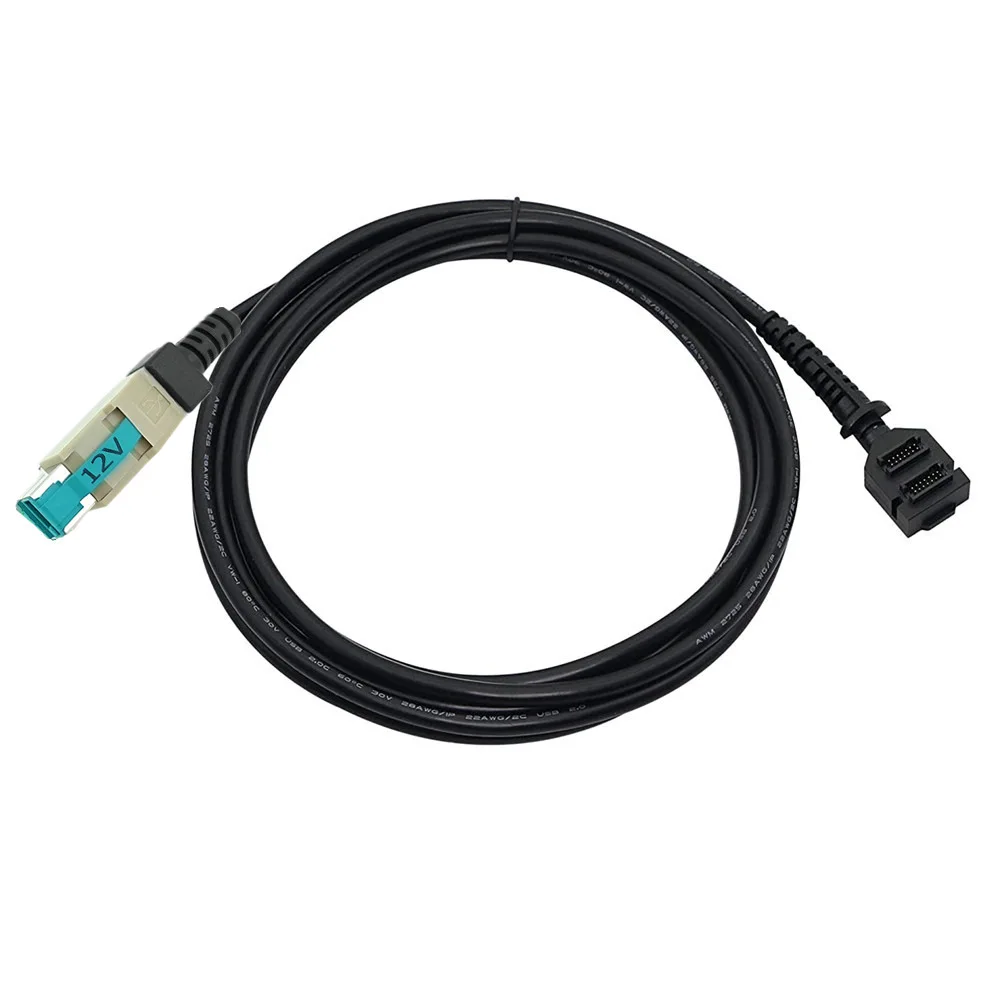 Poyiccot Scanner Cable for Verifone VX820, Dual 14pin IDC Female Power Supply to 12V Powered USB 8P Scan Extension Cable