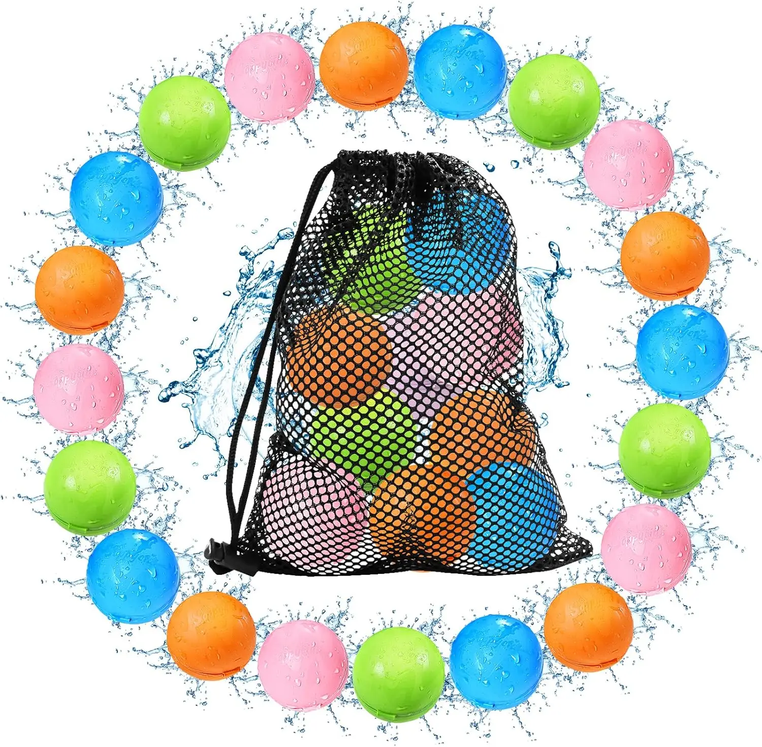 

Water Bomb Self-sealing Quick Fill, Outdoor Activities Water Fights, Beach Toys，Reusable Magnetic Water Balloons 20 Pcs