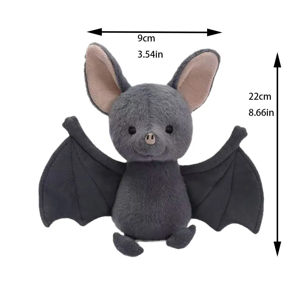 ของขวัญวันหยุด ตุ๊กตาค้างคาวการ์ตูนนุ่ม ขนาด 22 ซม. ดีไซน์ตลก ตุ๊กตาค้างคาวสีเทา ตกแต่งบ้าน