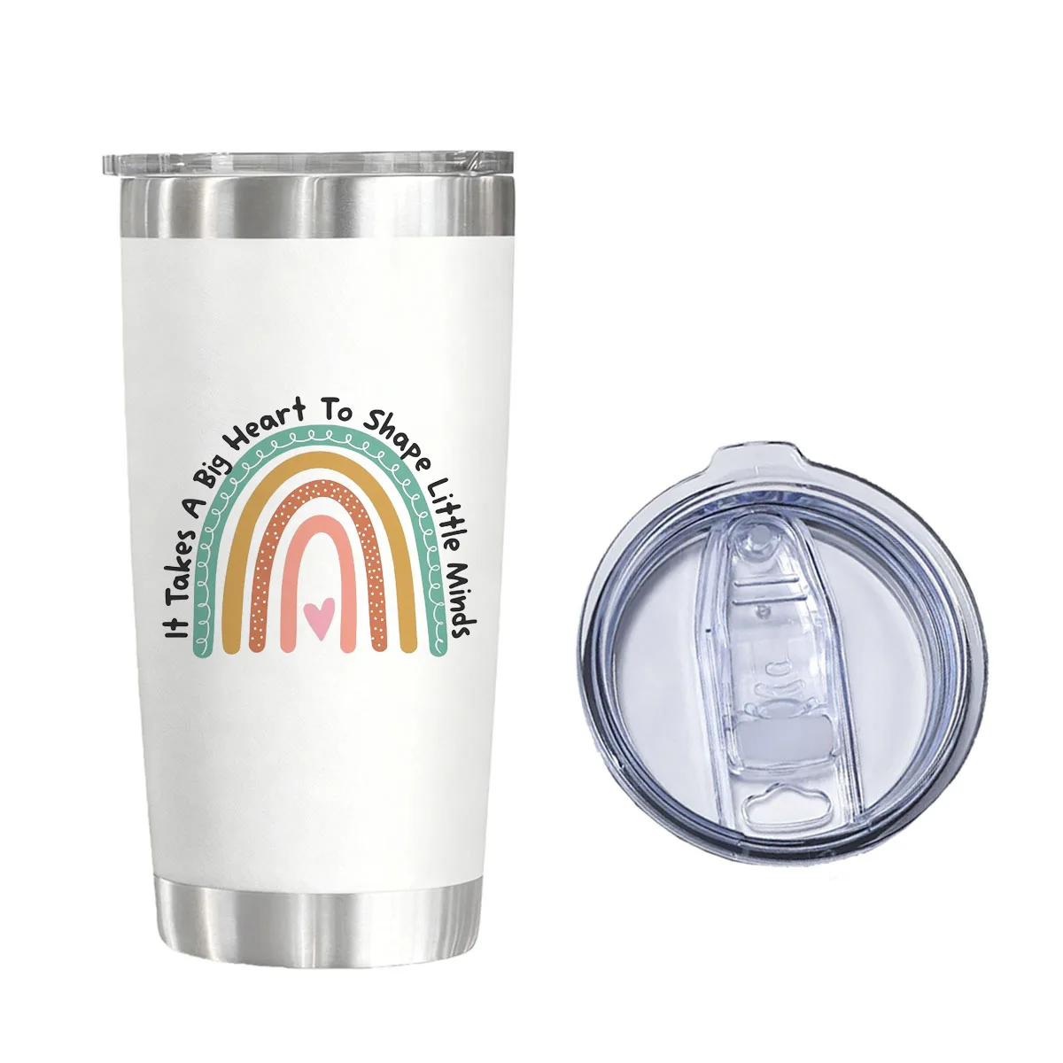 

It Takes A Big Heart To Shape Little Minds Vacuum Flask 20 oz - Teacher Gift Insulated Water Glass