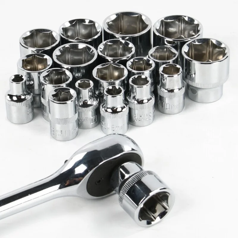 6-24mm 3/8 Short Hex Socket Set Mirror Polished Hex Socket Wrench Head Set For Ratchet Hand Tool