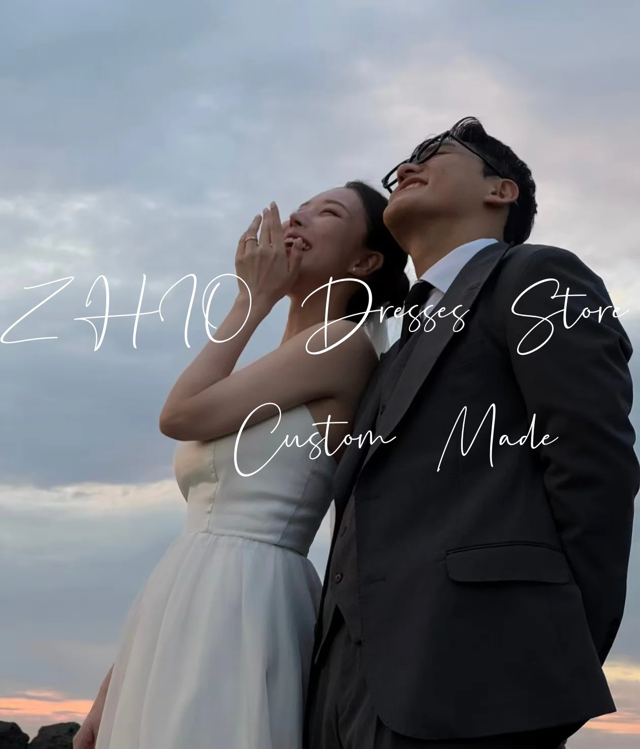 ZHIO Modern One Shoulder Wedding Dress Pleat Ivory Satin A-Line Korea Photo Shoot Bridal Gown Evening Dresses Custom웨딩드레스