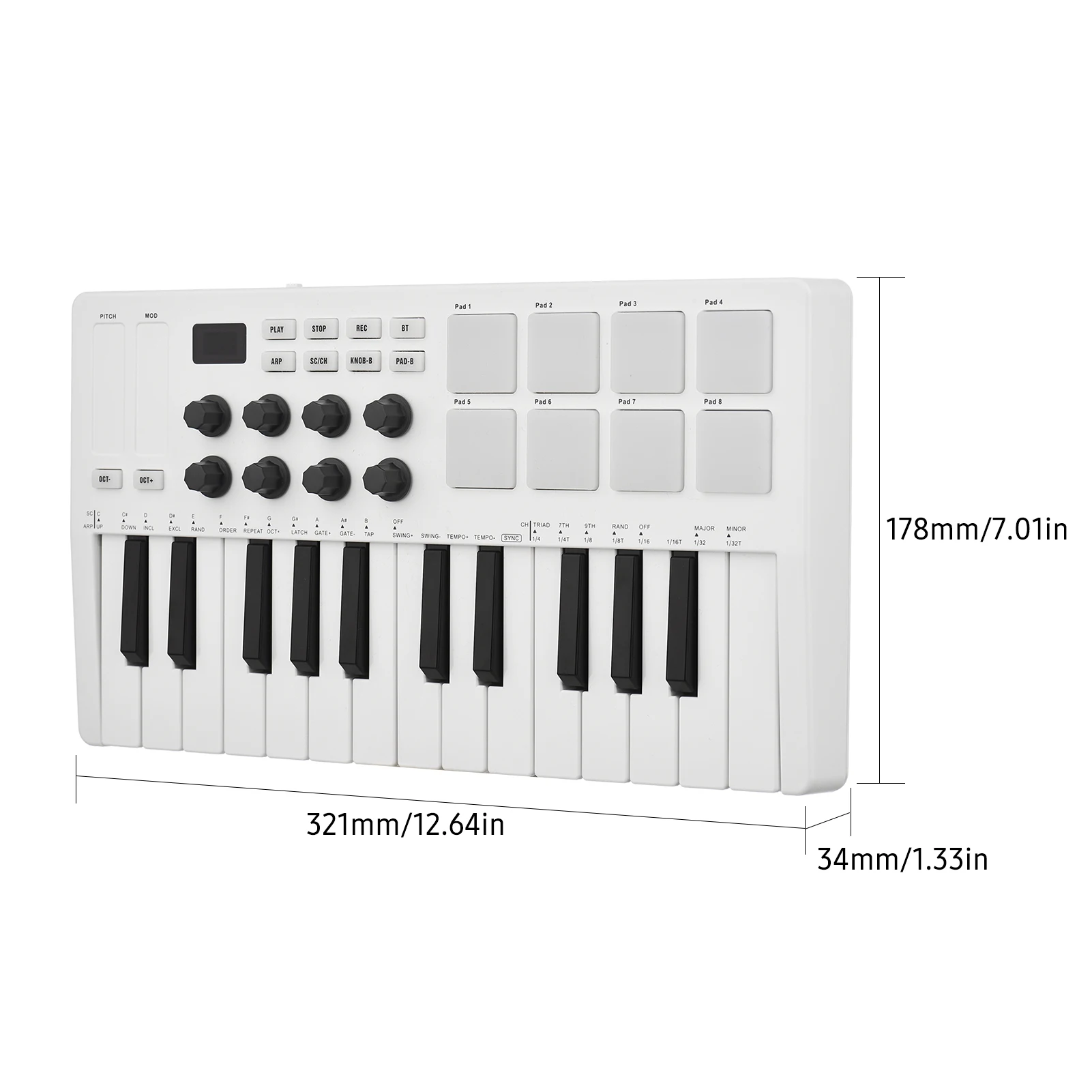 M-VAVE SMK-25 II MIDI Pad Controller Keyboard USB Mini 25 Key 16 RGB Drum Pads 8 Knobs and Music Production Software Included