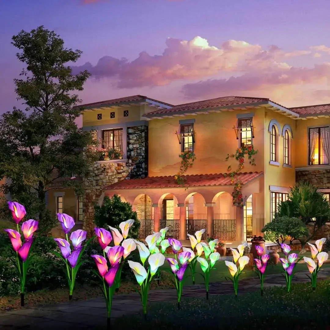 

1 шт., 4 головки, калла Лилия, солнечный свет, солнечный садовый светильник, уличный водонепроницаемый светильник для террасы, крыльца, заднего двора, сада, прохода