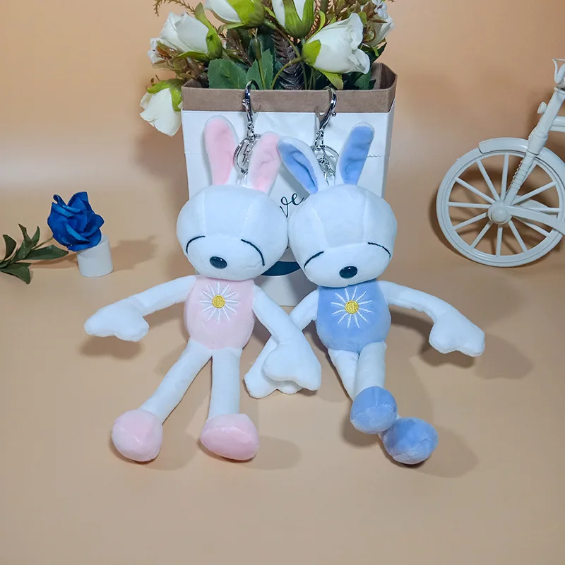 23CM New Cartoon Rogue Rabbit Long-eared Rabbit Plush Toys Children's Schoolbag Pendant Keychain Doll Male And Female Gifts