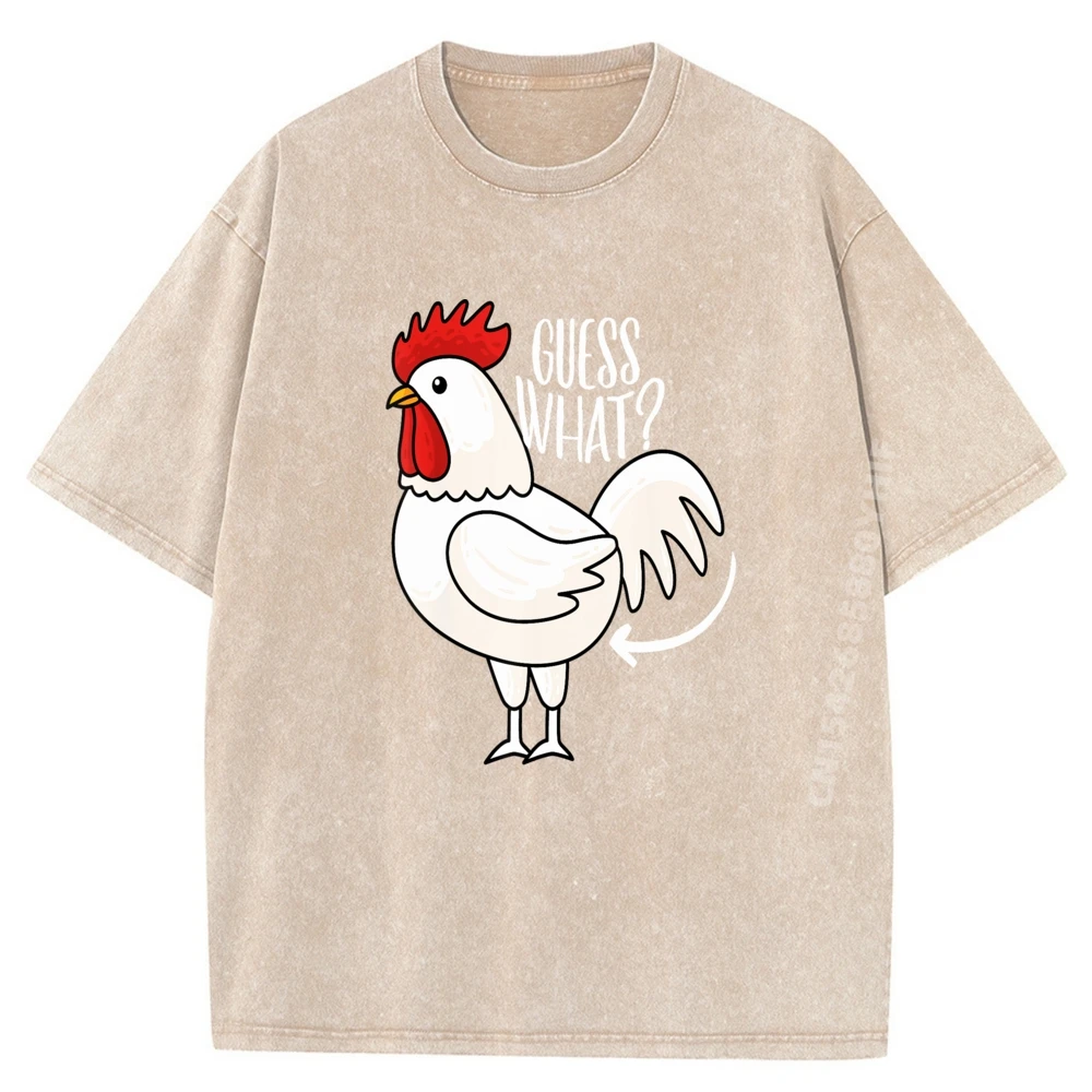 تخمين ما دجاج بعقب مضحك الدجاج نكتة الأبيض تي شيرت ملابس رجالية خمر غسلها قميص رجالي الجرافيك الملابس