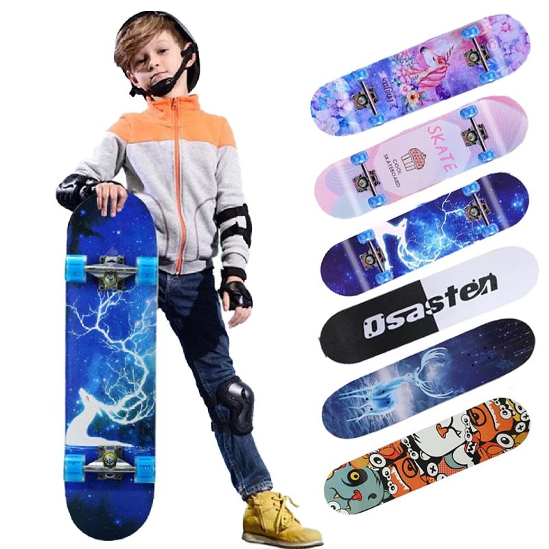 

80cm Skateboards for Beginners Maple Double Kick Concave Longboards Skateboard for Adults Youths Kids Pro Complete Skate Boards