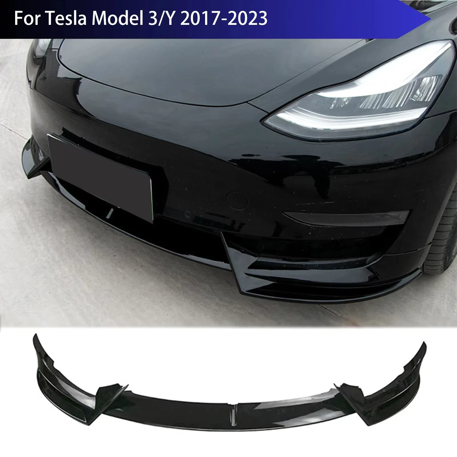 Front Bumper Splitter for Tesla Model 3/Y 2017-2023 Front Shovel Kit Body Kit Spoiler Bumper Guard Front Lip Surround Auto Part