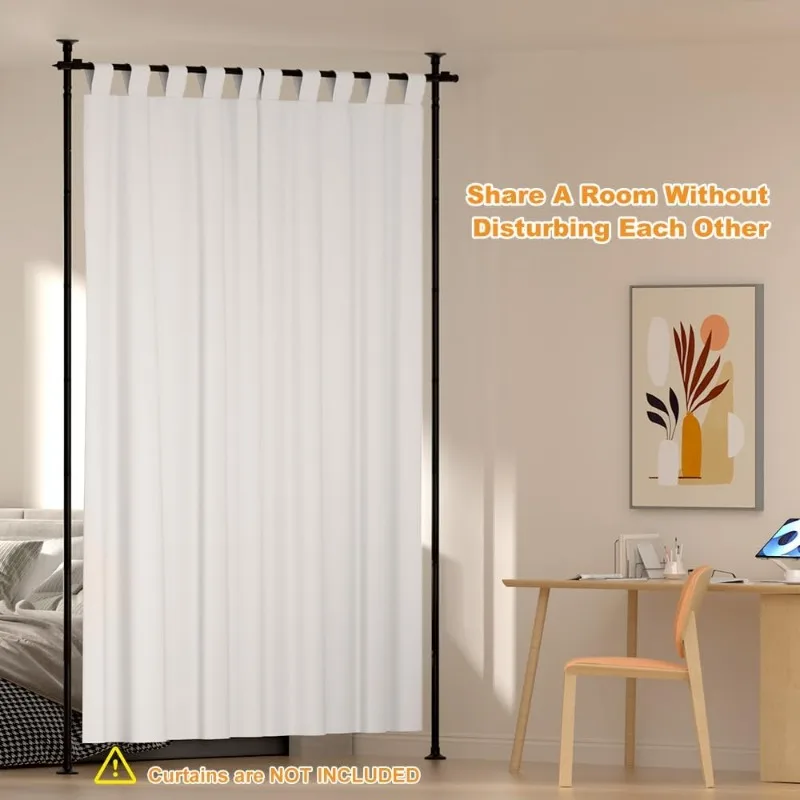 Room Divider Curtain Rod, Floor to Ceiling Freestanding Curtain Rod, Damage Free Divider Rod for Room Separation