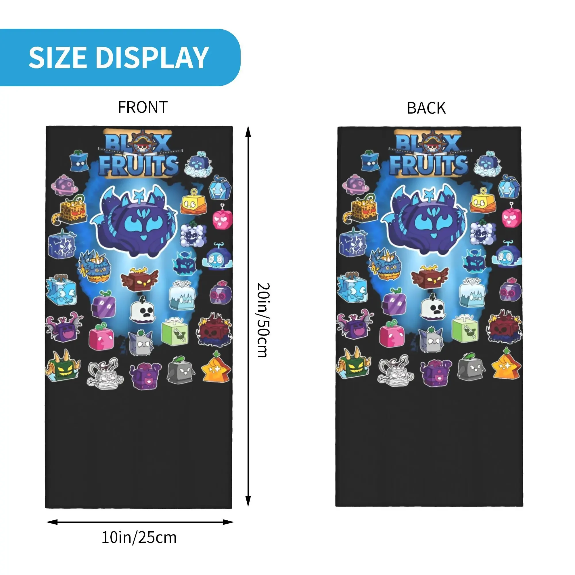 Blox الفواكه لعبة فيديو باندانا اكسسوارات غطاء الرقبة قناع مطبوع وشاح متعدد الاستخدام رباط شعر يلتف المعصم لصيد الأسماك يندبروف