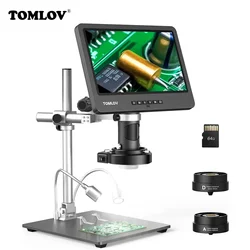 TOMLOV DM602 Pro Cyfrowy mikroskop HDMI 2000X 3 obiektywu 10,1 cala IPS LCD do lutowania PCB Naprawa telefonu Mikroskop USB Widok monety