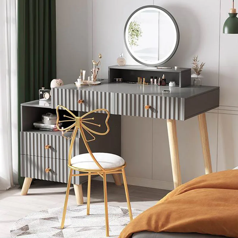 

Mirror Chair Led Dressing Table White Bedroom Multifunctional Nordic Dressing Table Classic Tocador Maquillaje Bedroom Furniture